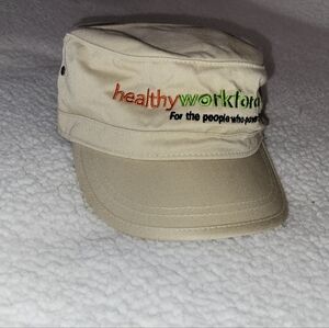 NWOT Beige Healthy Workforce Engineer Style Cap Adjustible Buckle Back